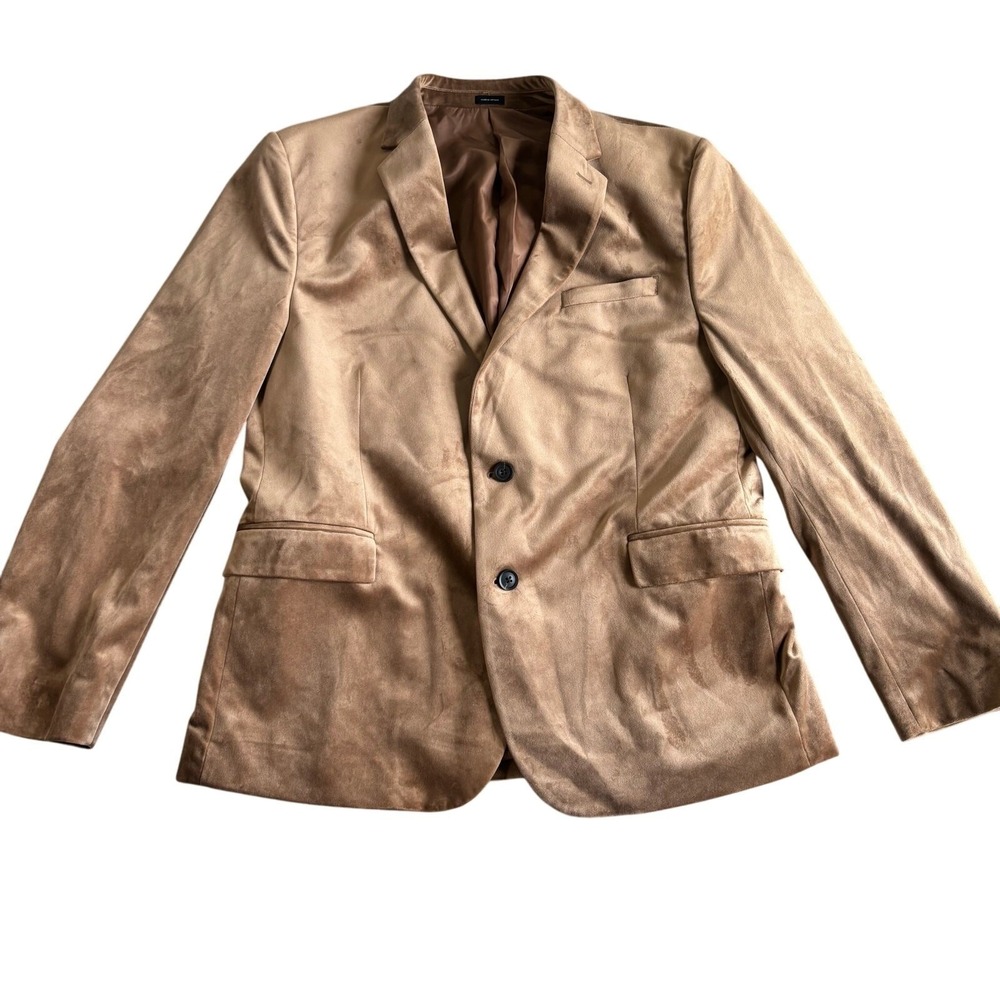 J Ferrar Mens 46R‎ Slim Fit Camel Brown Suede Blazer Jacket